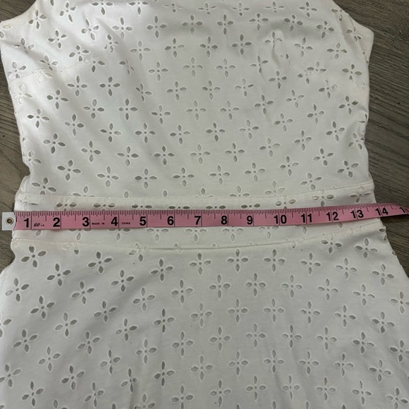 Ann Taylor LOFT White Eyelet A-Line Sleeveless Dress Sz 0 Bridal Floral Summer - Picture 11 of 15